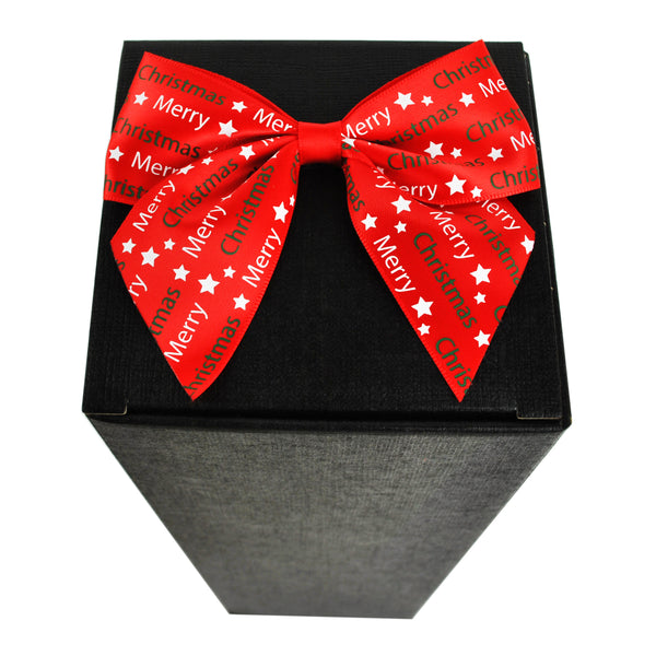 Black Gift Box with a Red Christmas Bow on the top